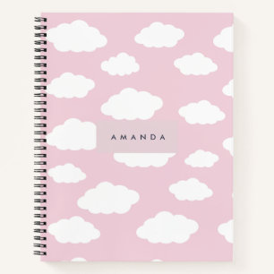 Custom Monogram Niedlich Girly Pink Cloud Geschenk Notizblock