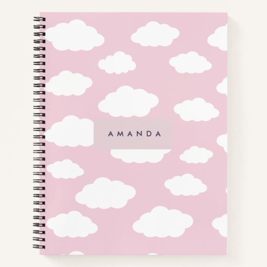 Custom Monogram Niedlich Girly Pink Cloud Geschenk Notizblock (Vorderseite)