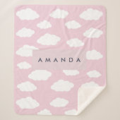 Custom Monogram Niedlich Girly Pink Cloud Geschenk Sherpadecke (Vorderseite)