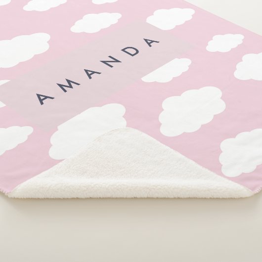 Custom Monogram Niedlich Girly Pink Cloud Geschenk Sherpadecke (3/4)