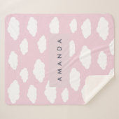 Custom Monogram Niedlich Girly Pink Cloud Geschenk Sherpadecke (Vorderseite (Horizontal))