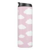 Custom Monogram Niedlich Girly Pink Cloud Geschenk Thermosbecher (Nach rechts gedreht)