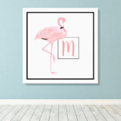 Custom Monogram Niedlich Pink Flamingo Wassercolor Leinwanddruck (Insitu (Holzboden))
