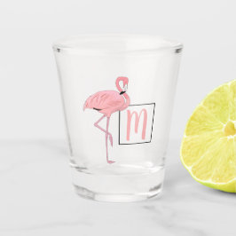 Custom Monogram Niedlich Pink Flamingo Wasserfarbe Schnapsglas