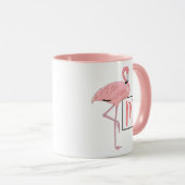 Custom Monogram Niedlich Pink Flamingo Wasserfarbe Tasse (VorderseiteRechts)