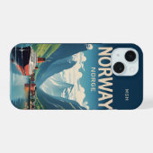 Custom Monogram Norwegen iPhone 15 Hülle (Rückseite (Horizontal))
