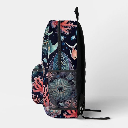 Custom Monogram Ocean Life Backpack Bedruckter Rucksack (Rechts)