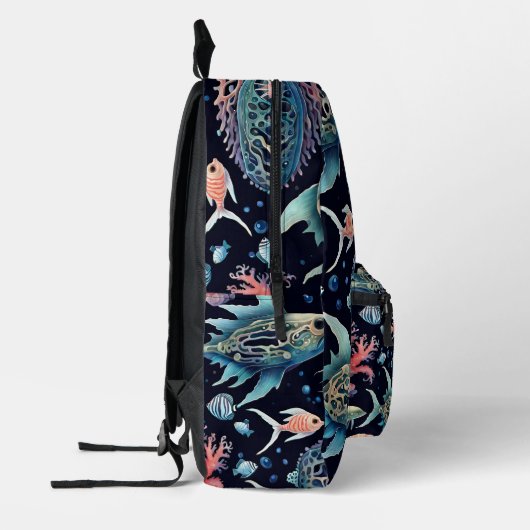 Custom Monogram Ocean Life Backpack Bedruckter Rucksack (Links)