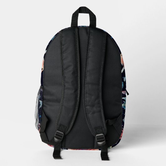 Custom Monogram Ocean Life Backpack Bedruckter Rucksack (Rückseite)