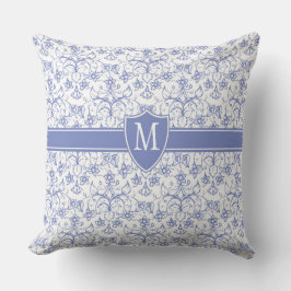 Custom Monogram on Stylish Blue Periwinkle Pattern Kissen
