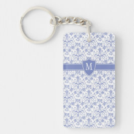 Custom Monogram on Stylish Blue Periwinkle Pattern Schlüsselanhänger