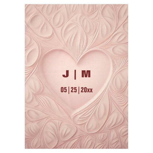 Custom Monogram Pale Heart Wedecloth Tischdecke (Vorderseite)