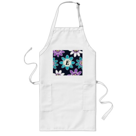 Custom Monogram Passion Blume Floral Long Schürze (Vorne)