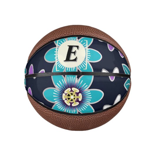 Custom Monogram Passion Blume Mini Basketball (Vorderseite)