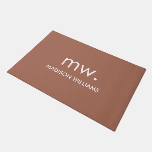 Custom Monogram Pastel Elegant Stilvoll modern Fußmatte (Schrägansicht)