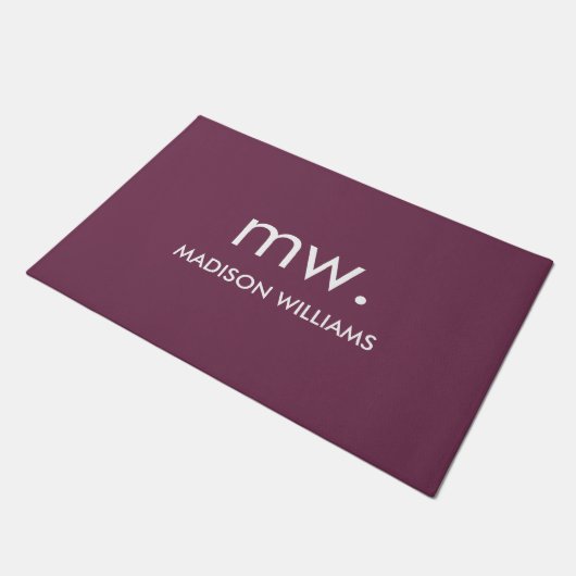 Custom Monogram Pastel Elegant Stilvoll modern Fußmatte (Schrägansicht)