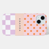 Custom Monogram Pastel Polka Dot Lilac Karo Gesche Case-Mate iPhone Hülle (Rückseite (Horizontal))