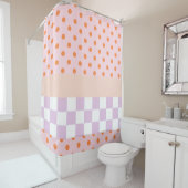 Custom Monogram Pastel Polka Dot Lilac Karo Gesche Duschvorhang (Beispiel)