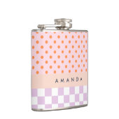Custom Monogram Pastel Polka Dot Lilac Karo Gesche Flachmann (Rechts)