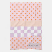 Custom Monogram Pastel Polka Dot Lilac Karo Gesche Geschirrtuch (Vertikal)