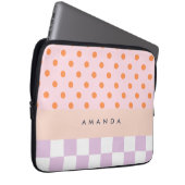 Custom Monogram Pastel Polka Dot Lilac Karo Gesche Laptopschutzhülle (Vorne Rechts)