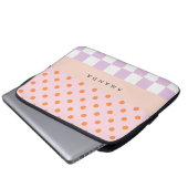 Custom Monogram Pastel Polka Dot Lilac Karo Gesche Laptopschutzhülle (Vorne Knopf)
