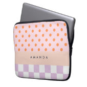 Custom Monogram Pastel Polka Dot Lilac Karo Gesche Laptopschutzhülle (Vorderseite Links)