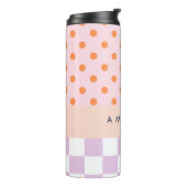 Custom Monogram Pastel Polka Dot Lilac Karo Gesche Thermosbecher (Nach links gedreht)