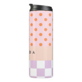 Custom Monogram Pastel Polka Dot Lilac Karo Gesche Thermosbecher (Nach rechts gedreht)