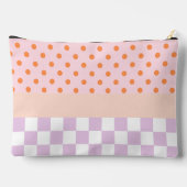 Custom Monogram Pastel Polka Dot Lilac Karo Gesche Zubehörtasche (Rückseite)