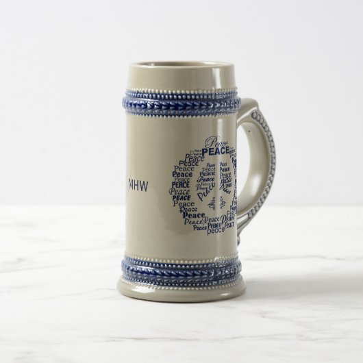 Custom Monogram Peace-Tasse Bierglas (VorderseiteRechts)