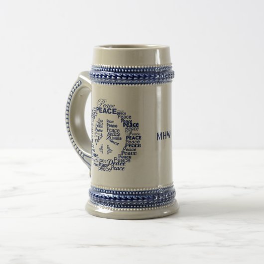 Custom Monogram Peace-Tasse Bierglas (Vorderseite Links)