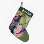 Custom Monogram Personalisiert Floral Water color  Kleiner Weihnachtsstrumpf (Vorderansicht (hängend))