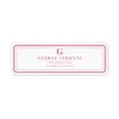 Custom Monogram Pink Border Address Label (Vorne)