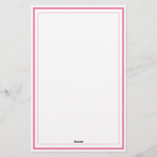 Custom Monogram Pink Border Stationery  Briefpapier (Rückseite)