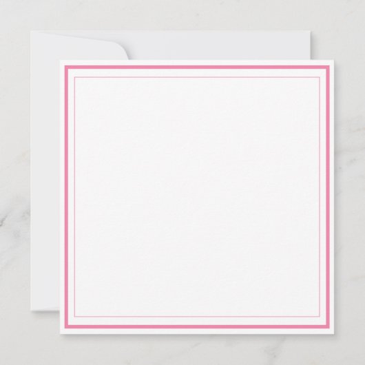 Custom Monogram Pink Border Stationery Mitteilungskarte (Rückseite)