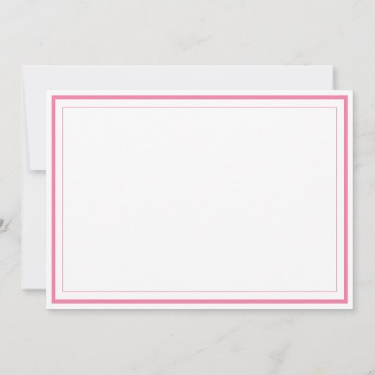 Custom Monogram Pink Border Stationery  Mitteilungskarte (Rückseite)