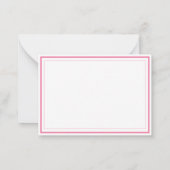 Custom Monogram Pink Border Stationery Mitteilungskarte (Rückseite)