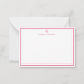 Custom Monogram Pink Border Stationery  Mitteilungskarte (Vorderseite)