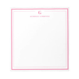 Custom Monogram Pink Border Stationery  Notizblock