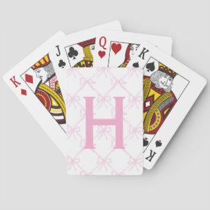 Custom Monogram Pink Bow, Coquette Playing Cards Spielkarten