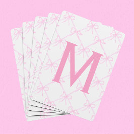 Custom Monogram Pink Bow, Coquette Playing Cards Spielkarten