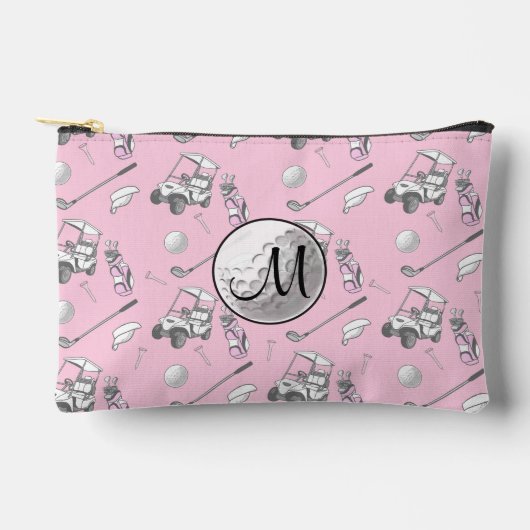 Custom Monogram Pink Golf Ball and Carts Zubehörtasche (Vorderseite)