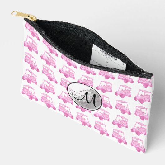 Custom Monogram Pink Golf Ball and Carts Zubehörtasche (Offen)