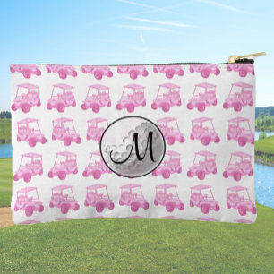 Custom Monogram Pink Golf Ball and Carts Zubehörtasche