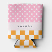 Custom Monogram Pink Orange Polka Dot Karo Dosenkühler (Vorderseite)