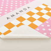 Custom Monogram Pink Orange Polka Dot Karo Sherpadecke (3/4)
