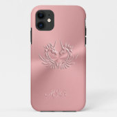 Custom Monogram, Pink, Scaly Dragon Heart Case-Mate iPhone Hülle (Rückseite)
