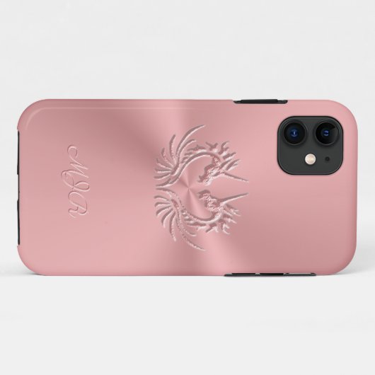 Custom Monogram, Pink, Scaly Dragon Heart Case-Mate iPhone Hülle (Rückseite (Horizontal))