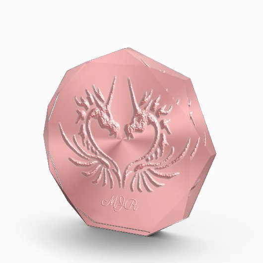 Custom Monogram, Pink, Scaly Dragon Heart Fotoblock (Rechts)